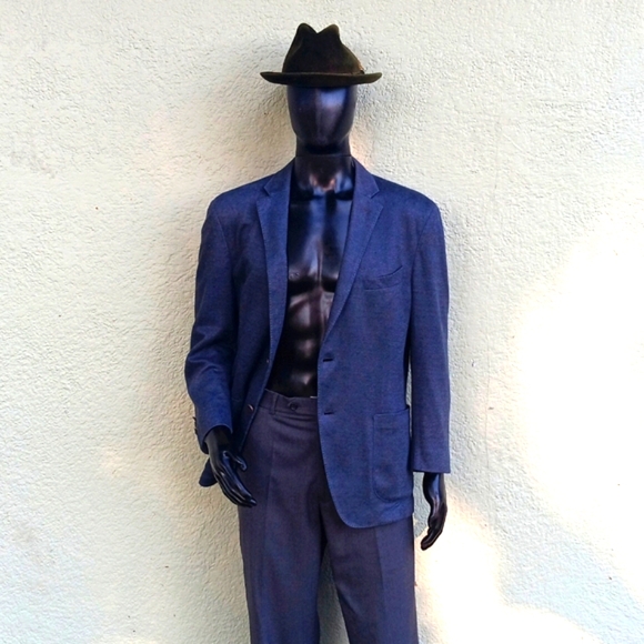 Q by Flynt Blazer Men's "Booth" (2) Button Navy Gray Unrestricted Luxury Blazer - Picture 1 of 16